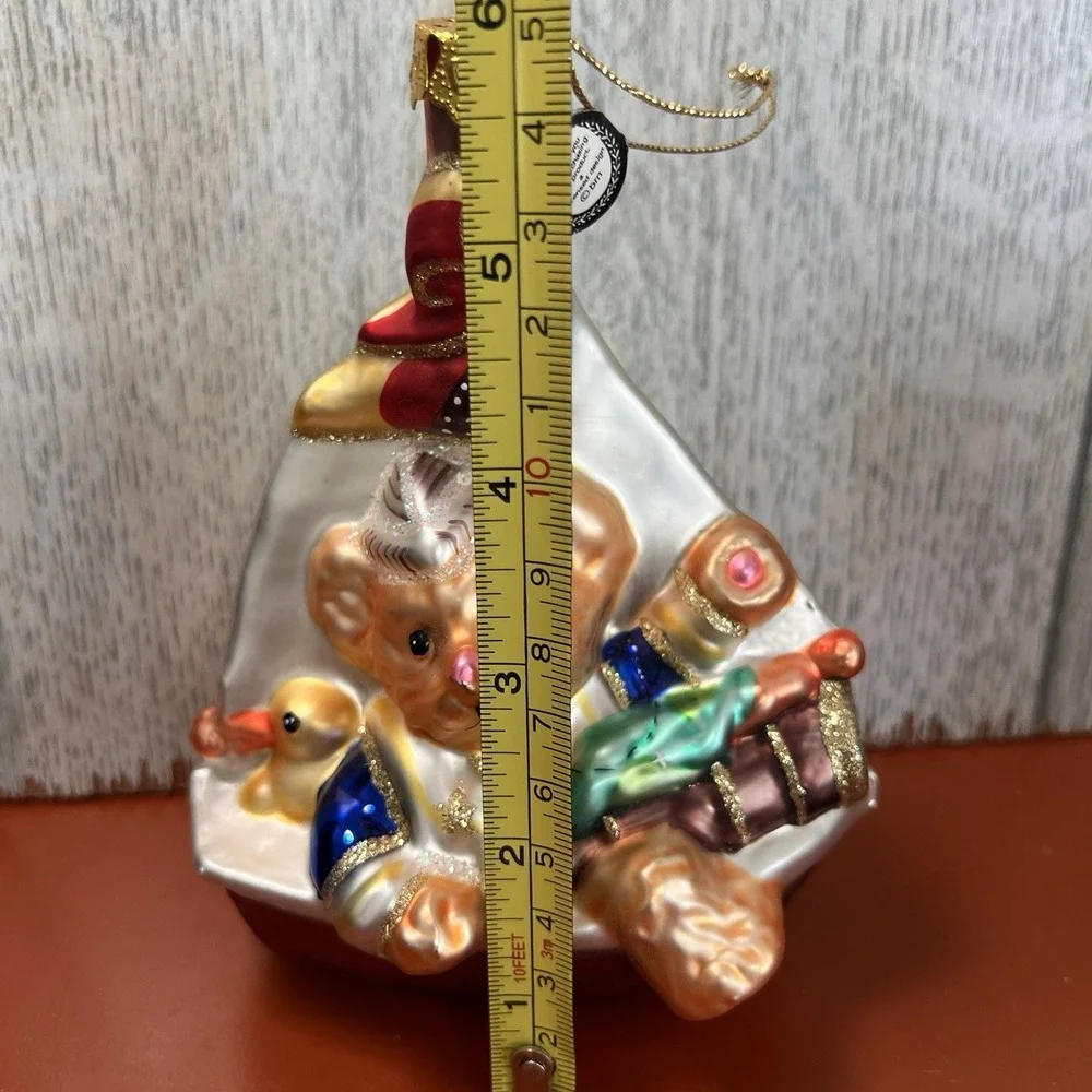 glass ornament Christmas Sailor bear Nursery, shower‎ pink boat sparkly!